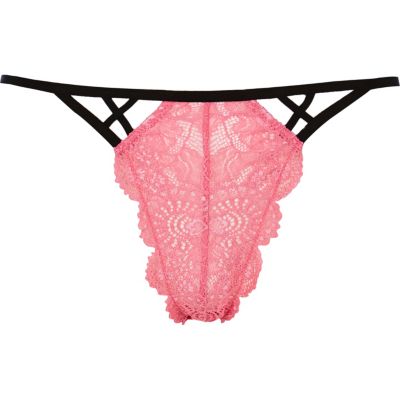 Pink strappy lace briefs